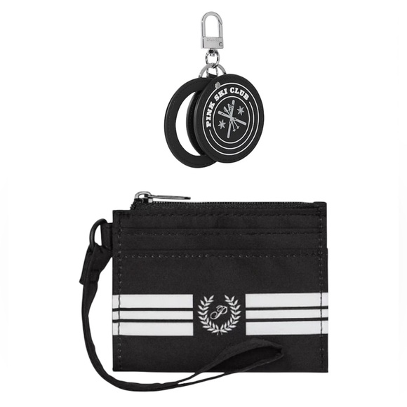 PINK by Victoria's Secret Black & White Card Holder & Mirror BagCharm/Keychain 🆕 - Picture 1 of 10